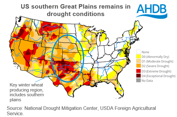 Map showing US soil moisture to be drought conditions